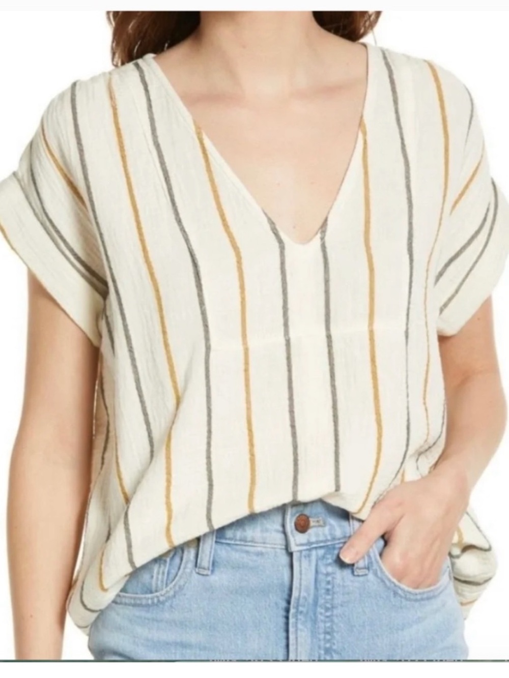 Madewell | Lightspun Westing Stripe Cotton Gauze Shirt Top Blouse Sz XL
